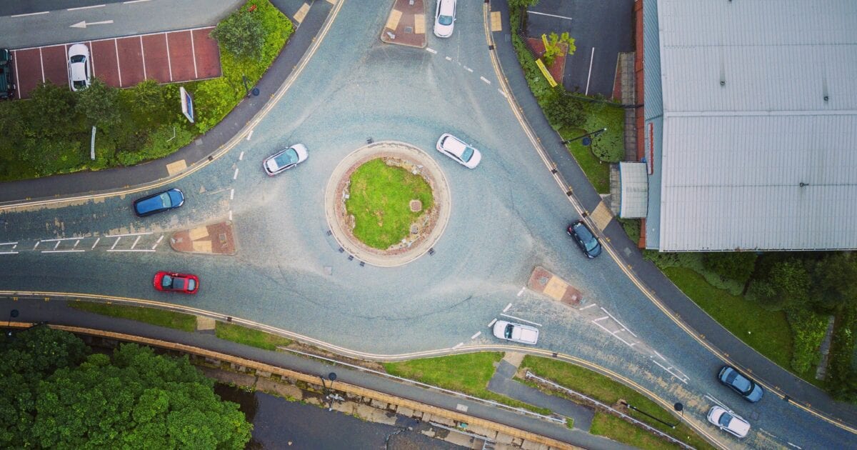 Chance of a car accident may be reduced by roundabouts